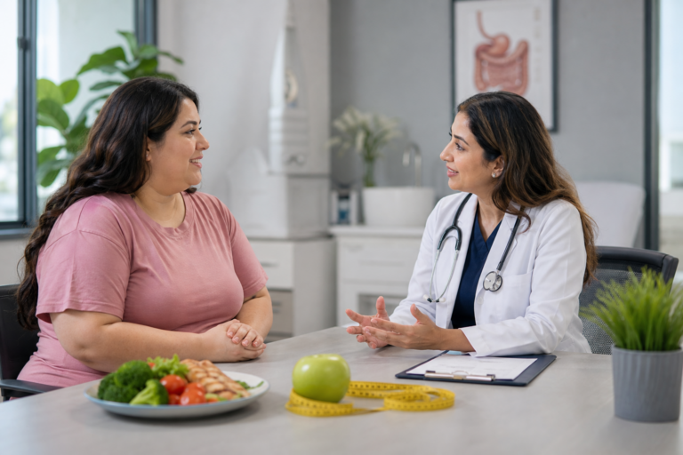 Doctor discussing obesity management options with a patient